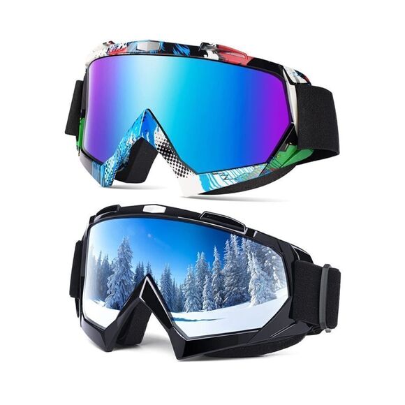 Black and Colorful Ski Goggles Unisex 2 pairs - Picture 1 of 3